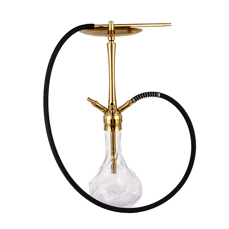 Pattered Glass Golden Four-hole Stainless Steel Hookah 64cm