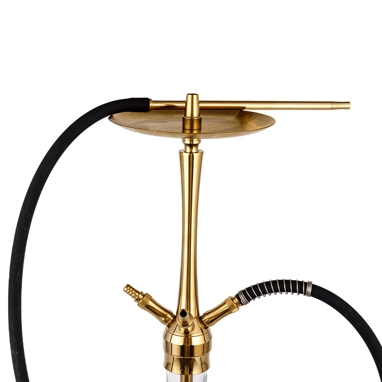 Pattered Glass Golden Four-hole Stainless Steel Hookah 64cm