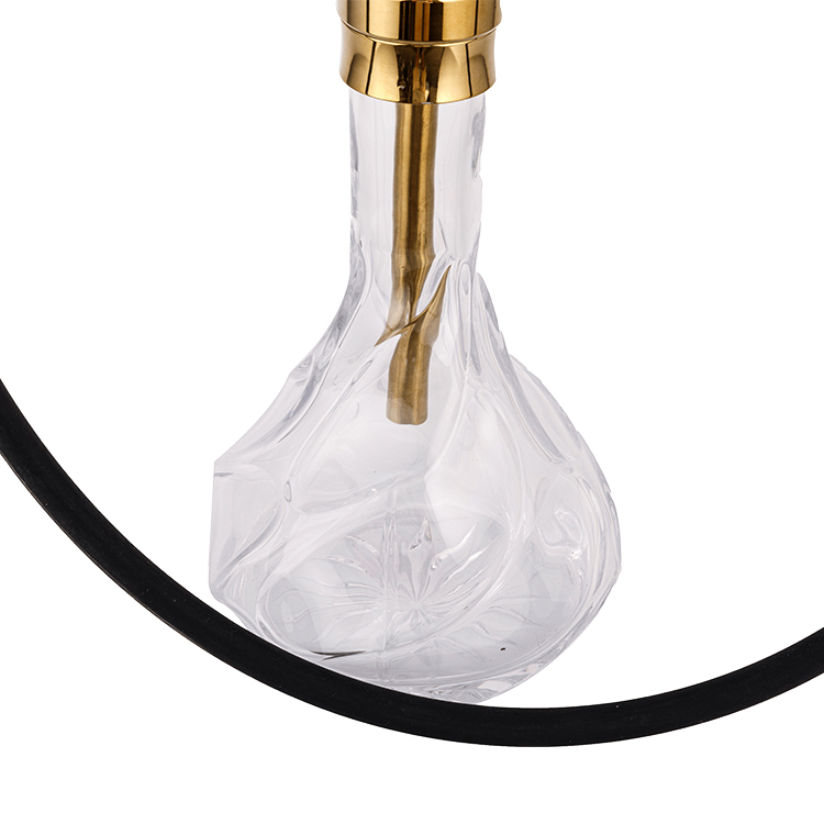 Pattered Glass Golden Four-hole Stainless Steel Hookah 64cm