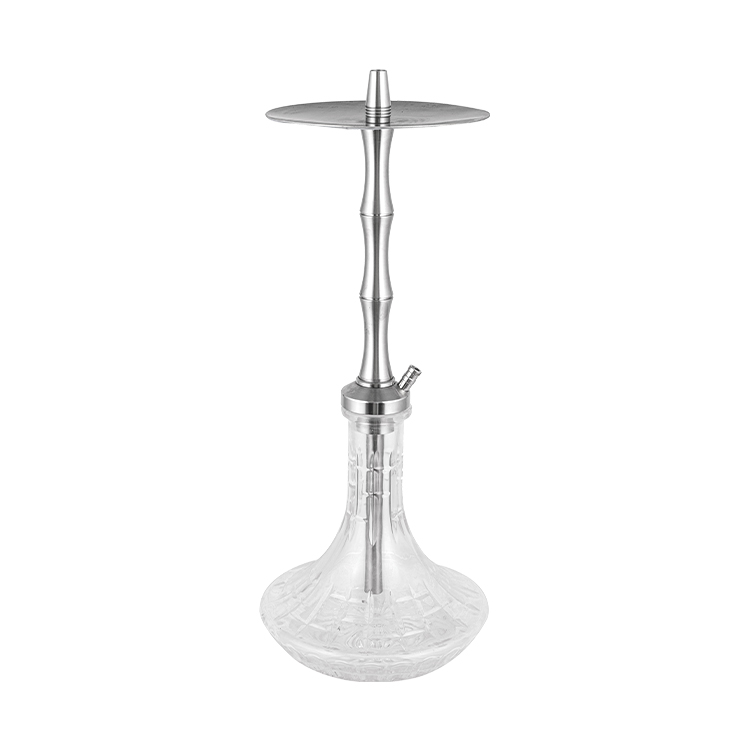 Pattered Clear Glass Argentum Steel Single foramen Hookah 58cm