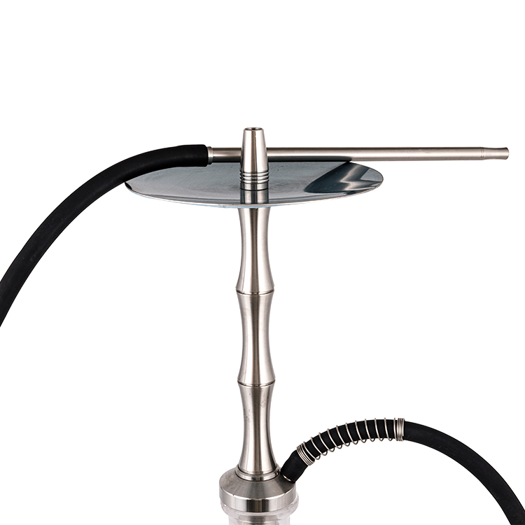 Pattered Clear Glass Argentum Steel Single foramen Hookah 58cm