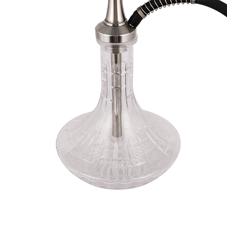 Pattered Clear Glass Argentum Steel Single foramen Hookah 58cm