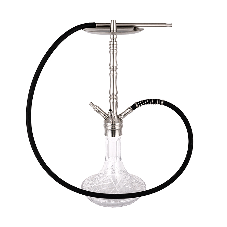 Perspicuus Speculum Argentum Steel quattuor foramen Hookah 64cm-1