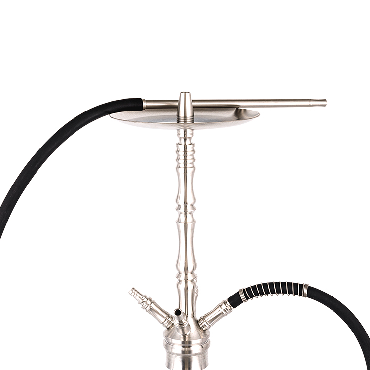 Perspicuus Speculum Argentum Steel quattuor foramen Hookah 64cm-1