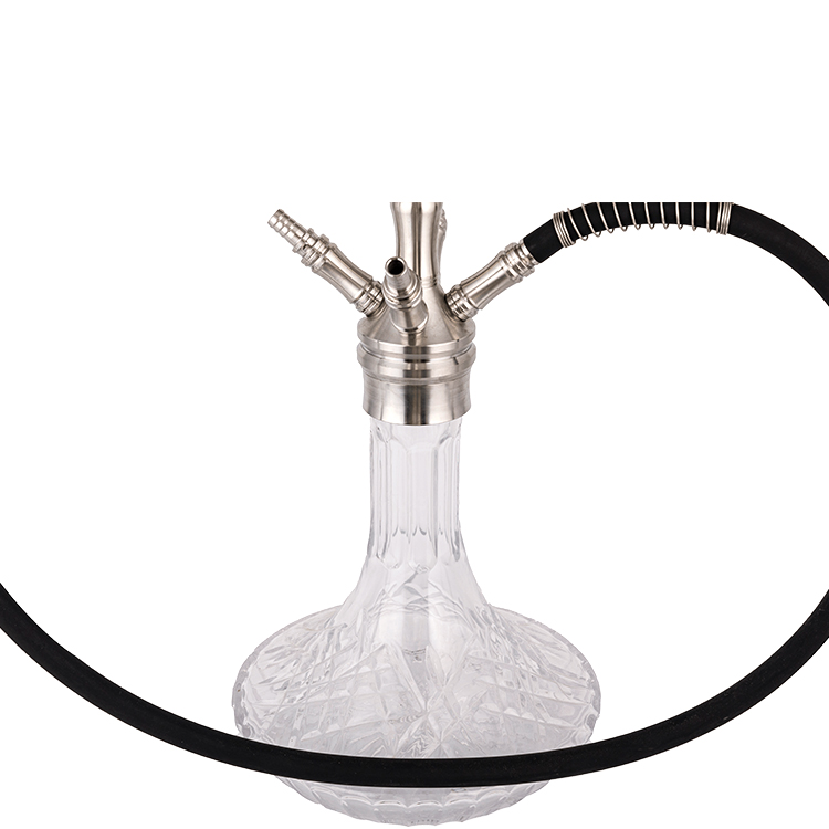 Perspicuus Speculum Argentum Steel quattuor foramen Hookah 64cm-1