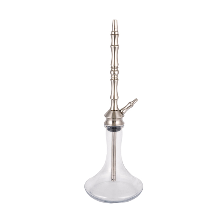 Perspicuus Argentum Vitrum Steel Metal Tube-I Single Hole Hookah 68cm