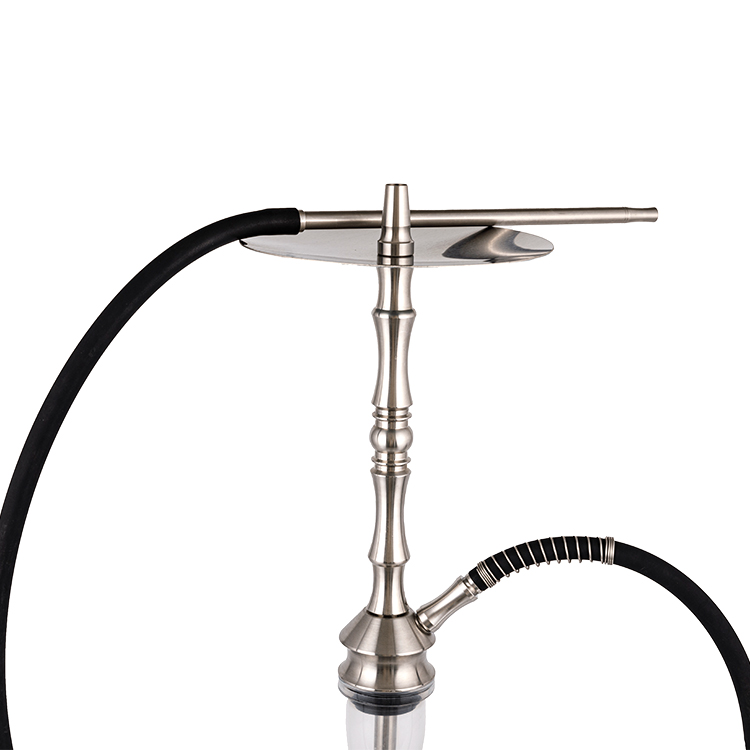 Perspicuus Argentum Vitrum Steel Metal Tube-I Single Hole Hookah 68cm