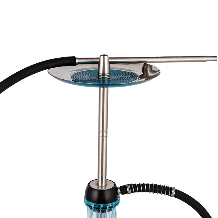 Blue Patterned Vitri Pom+ Steel Single Hole Hookah 56cm