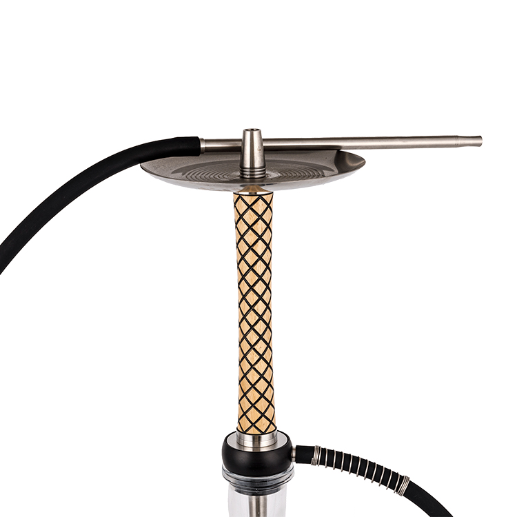 Perspicuus lignum vitreum+Pom+ Steel ligneus Pipe-1 Single-hole Hookah 58cm