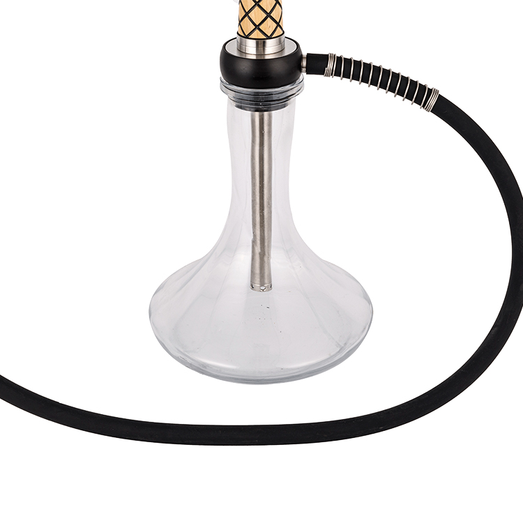 Perspicuus lignum vitreum+Pom+ Steel ligneus Pipe-1 Single-hole Hookah 58cm