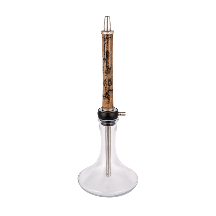 Perspicuus lignum vitreum+Pom+Stainless Steel ligneus tube-2 Single-hole Hookah 58cm