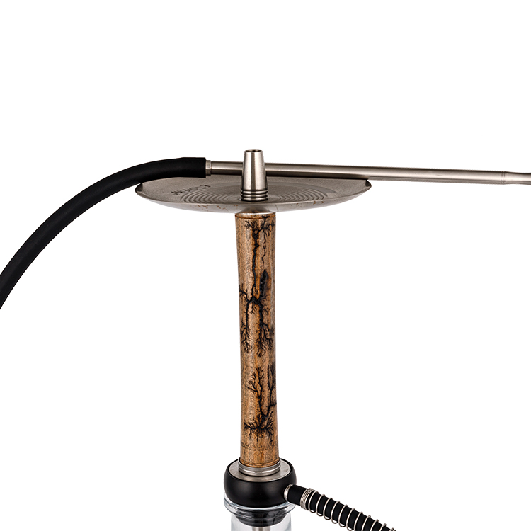 Perspicuus lignum vitreum+Pom+Stainless Steel ligneus tube-2 Single-hole Hookah 58cm