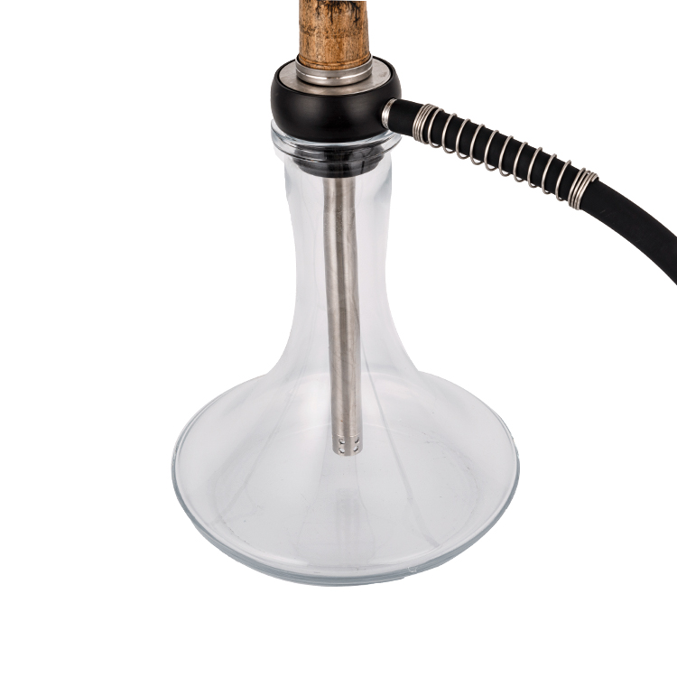 Perspicuus lignum vitreum+Pom+Stainless Steel ligneus tube-2 Single-hole Hookah 58cm