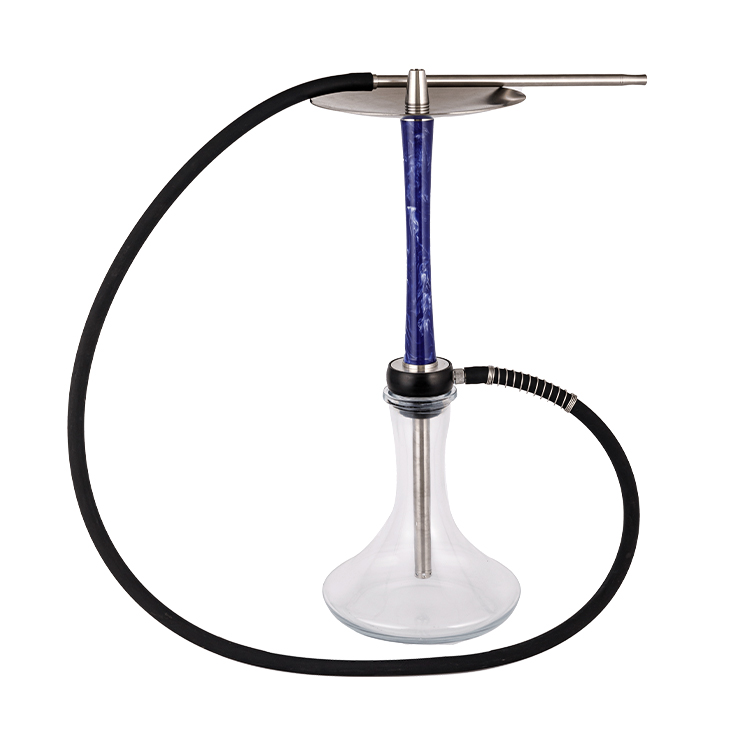 Serena Vitri Resina+Steel+Pom Single Hole Dark Blue Hookah 58cm