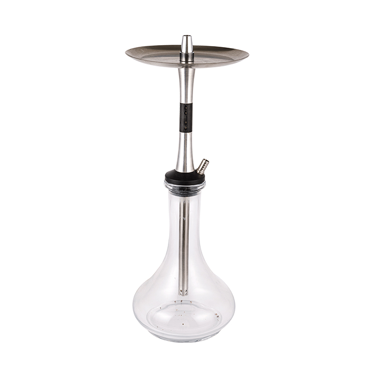 Perspicuus vitrum Pom+Steel Material Silver+ Black Metal tube-3 Single-hole Hookah 56cm