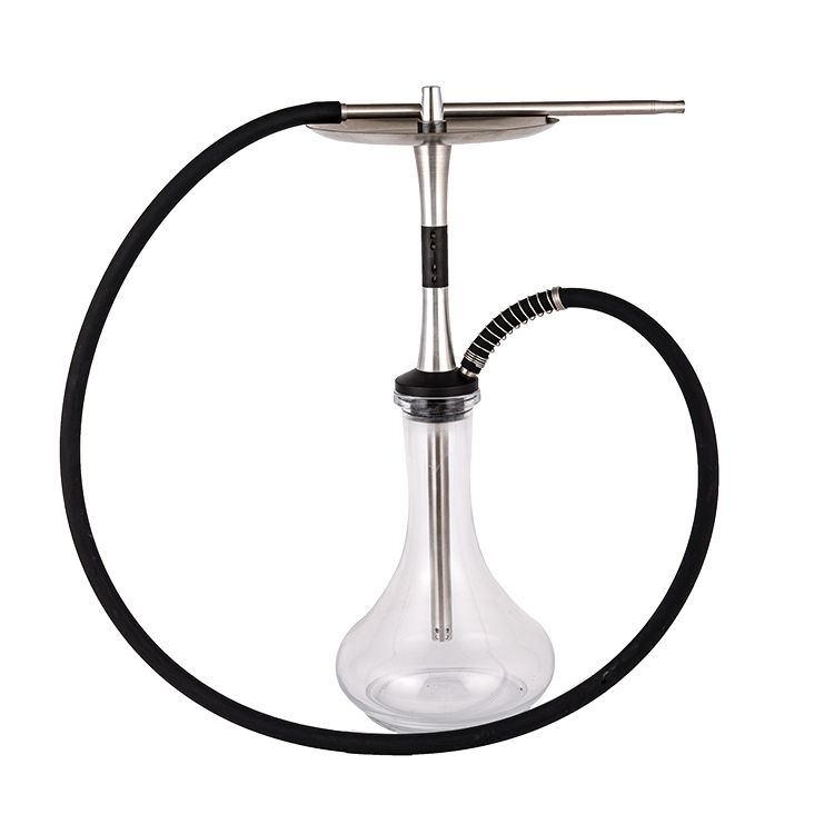 Perspicuus vitrum Pom+Steel Material Silver+ Black Metal tube-3 Single-hole Hookah 56cm