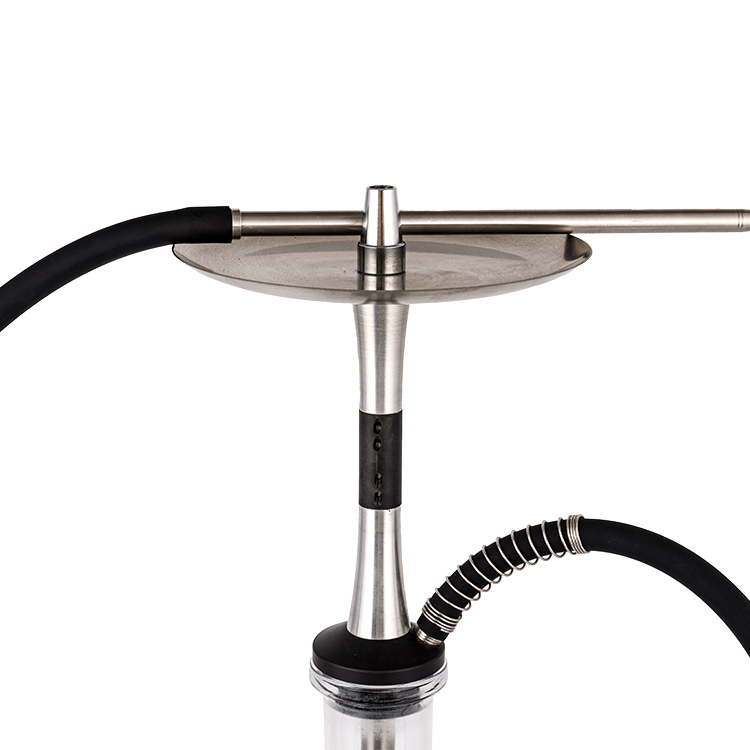 Perspicuus vitrum Pom+Steel Material Silver+ Black Metal tube-3 Single-hole Hookah 56cm