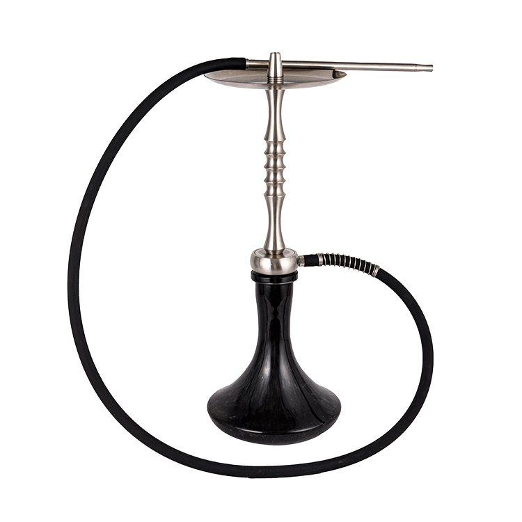 Black Opacum vas Steel Single foramen Hookah 60cm