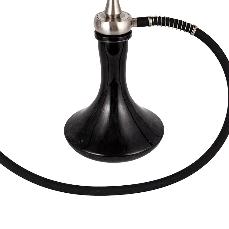 Black Opacum vas Steel Single foramen Hookah 60cm