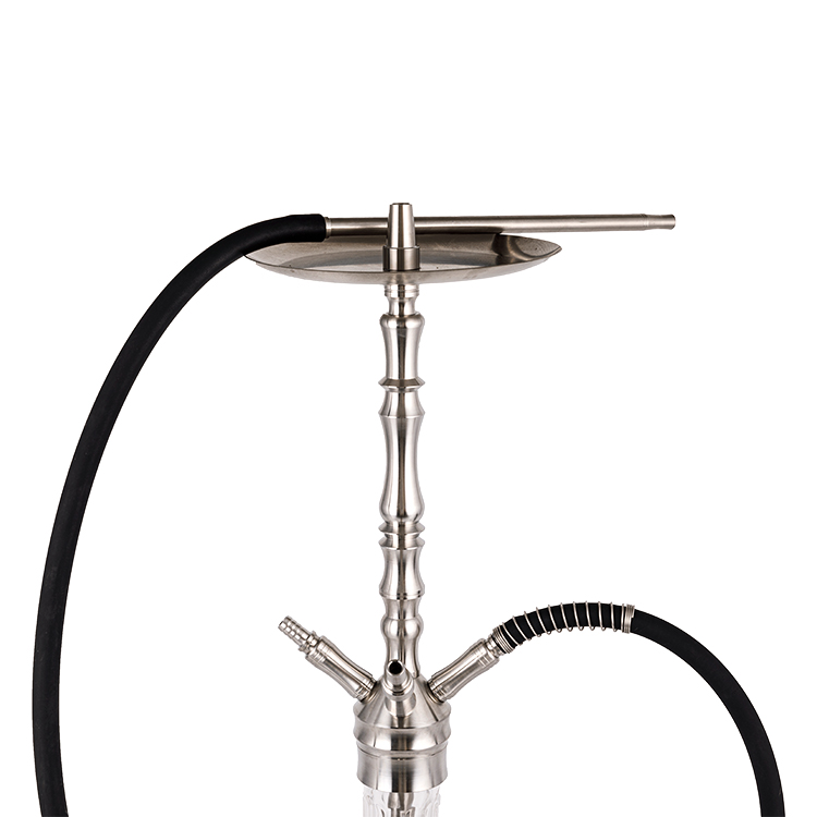 Argentum Serenum Steel et Vitrum ARGUMENTUM quattuor foramen Hookah 64cm