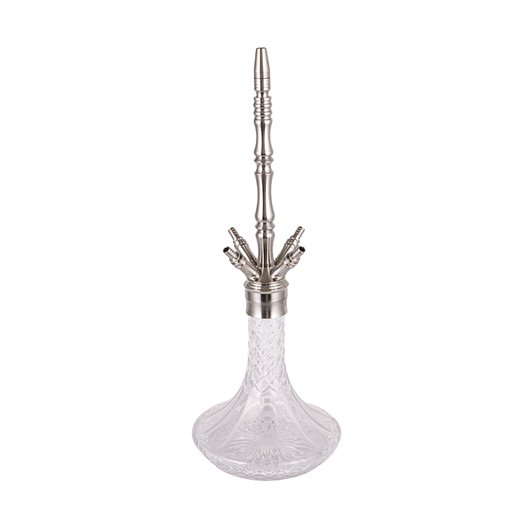 Exemplar Serena Vitrum Argentum Diver quattuor-hole Hookah 64cm-1