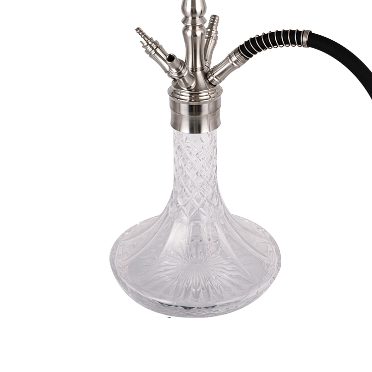 Exemplar Serena Vitrum Argentum Diver quattuor-hole Hookah 64cm-1