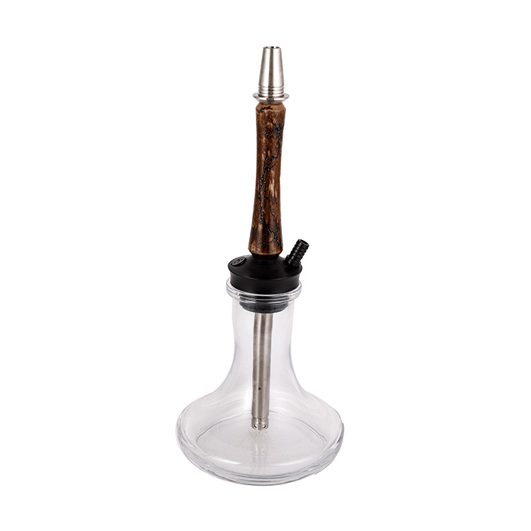 Perspicuus lignum vitreum +Pom+ Steel Material ligneus tube Singulus Hole Hookah 40cm