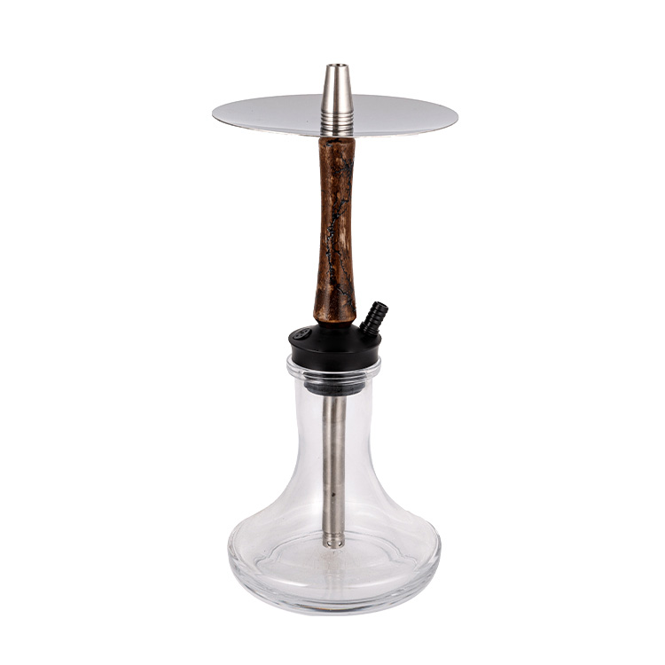 Perspicuus lignum vitreum +Pom+ Steel Material ligneus tube Singulus Hole Hookah 40cm