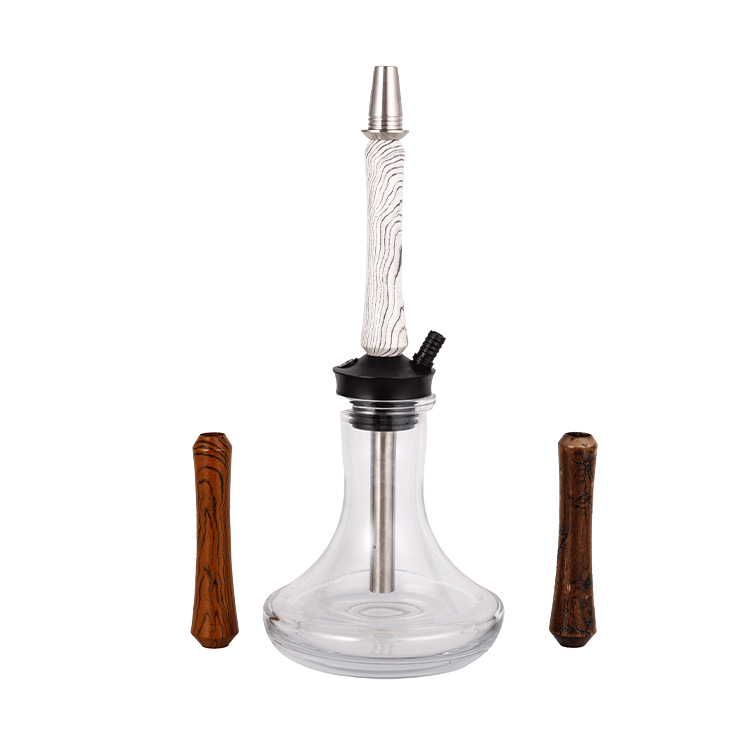 Perspicuus lignum vitreum+Pom+Stainless Steel ligneus tube-3 Single-hole Hookah 58cm