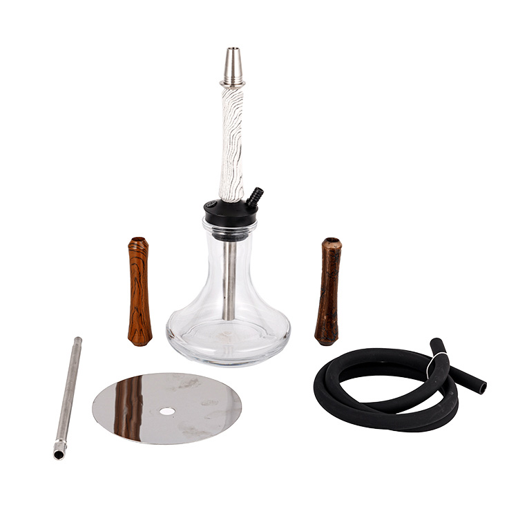 Perspicuus lignum vitreum+Pom+Stainless Steel ligneus tube-3 Single-hole Hookah 58cm